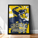 A framed poster featuring a football player's helmet and the text "MICHIGAN FOOTBALL" in bold letters.