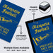 The image is a promotional graphic for Marquette Football, featuring two framed and unframed versions of the football team's logo and text. The framed version is labeled as "High Quality MDF Frames" and the unframed version is labeled as "Printed on 12pt Heavy Duty Matte Paper". The image also indicates that multiple sizes are available, including 11x17 - 13x19 - 18x24 - 24x36" and "UNDEFEATED SINCE 1960 (AND STAYING THAT WAY)".