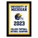 The image is a framed poster for the University of Michigan's College Football National Champions, featuring the Michigan State University football team logo and the year 2023.