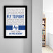 a framed poster with a motivational message from the Air Force Academy, which reads: "Fly to fight, guard the nation's border, we'll be there, followed by more! InECHELON we carry on, oh, nothing'll stop the U.S. Air Force!"