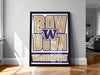 a poster with the text "BOW down WASHINGTON" displayed prominently on a wall.