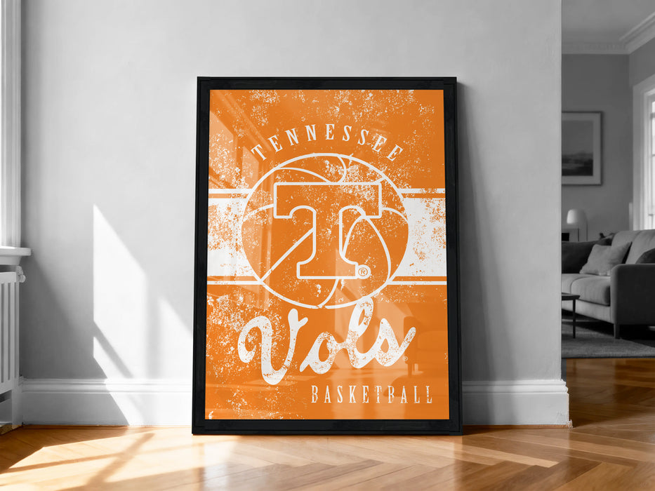 a framed poster of the Tennessee Titans basketball team, with the team's logo and name prominently displayed.
