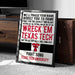 a framed sign with text and logos related to Texas Tech University.