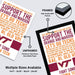 The image is a framed poster featuring the text "Support Our Men So Big and Active" in a maroon and orange color scheme. The poster is framed with a black border and is available in multiple sizes, including 11x17, 13x19, 16x24, and 24x36" dimensions. The poster is printed on 12pt heavy duty matte paper, and it is framed with high-quality MDF frames.