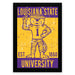 A framed poster featuring the LSU tiger mascot, with the text "LOUISIANA STATE EST. 1860 UNIVERSITY" prominently displayed.