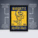 The image is a poster featuring the Marquette University Golden Eagles, a college sports team. The poster is described as " Officially licensed" and "Premium printed", indicating that it is a professionally printed poster with a premium quality. The poster is also referred to as a "Shipped Flat" and "The Perfect Gift", suggesting that it is a gift item that is easy to ship and well-suited for various gift spaces.