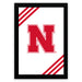 a framed poster with a large red letter "N" in the center.