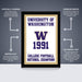 The image is a poster for the University of Washington's College Football National Champions, featuring the university's logo and text.