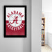 a framed poster of the Alabama basketball team logo hanging on a wall.
