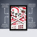 The image is a poster featuring a skull and crossbones design with the text "HUSKIES" and "THE GLORY" prominently displayed. The poster is described as "OFFICIALLY LICENSED" and "PREMIUM PRINTED", indicating that it is a professionally printed poster with a premium design. The poster is also described as a "SHIPPED FLAT" and "THE PERFECT GIFT", suggesting that it is a gift item that is easy to ship and offers a perfect gift for someone.