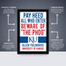 The image is a framed poster from Allen Fieldhouse University of Kansas, featuring a bold message about paying homage to the "Phog" team. The poster is officially licensed and is a premium printed item, offering a perfect gift for fans of the Kansas team. The poster is shipped flat and includes a note that all posters are shipped in boxes that are easy to gift wrap.