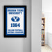 A framed poster on a wall at Brigham Young University, celebrating the college football national championships in 1984.