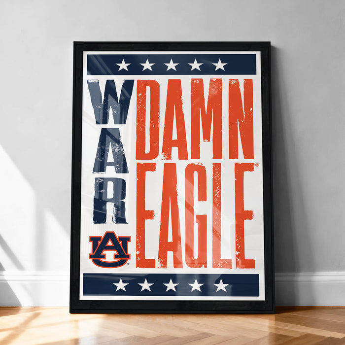 The image is a framed poster with the text "WAR DAMN EAGLE" prominently displayed.