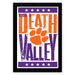 The image is a framed poster with the text "Welcome to Death Valley" and an orange paw print symbol.