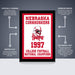 a framed poster of a football player's name
