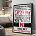 a framed poster with motivational text, including a quote about Nebraska football and the University of Nebraska Lincoln.