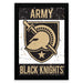 The image is a framed poster featuring the logo of the Army Black Knights, which includes a shield with a helmet and a sword.