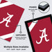 The image is a promotional graphic for framed and unframed prints of the Alabama football team logo. It features two framed and two unframed images of the team logo, along with text indicating the quality of the frames and the available sizes.