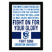 The image is a framed poster with a motivational message encouraging people to fight for their glory.