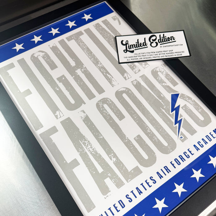 Limited Edition Air Force Fightin' Falcons Letterpress Poster Art Print - 13x19"
