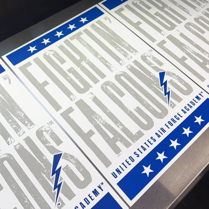 Limited Edition Air Force Fightin' Falcons Letterpress Poster Art Print - 13x19"
