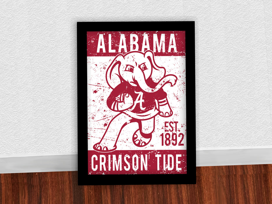 Limited Edition Alabama Crimson Tide Big Al Mascot Poster Art Print - Gifts for Bama Fans - 13x19"