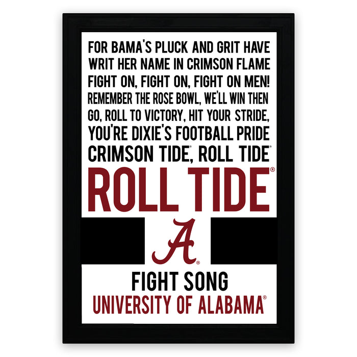 Limited Edition Roll Tide Yea Alabama Fight Song Crimson Tide Poster Art - 13x19"