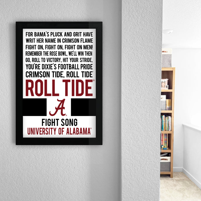 Limited Edition Roll Tide Yea Alabama Fight Song Crimson Tide Poster Art - 13x19"