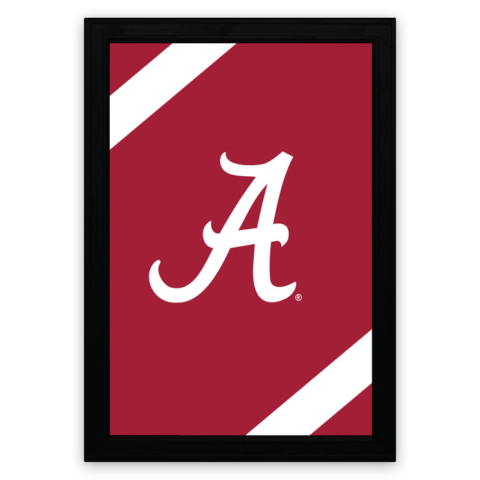 Limited Edition Alabama Crimson Tide Logo with Football Stripes Poster Art - 13x19"