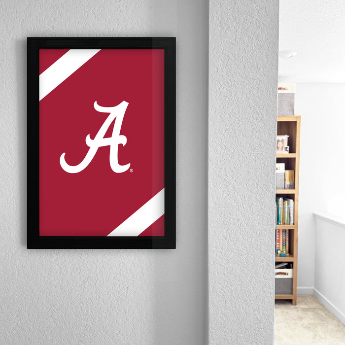 Limited Edition Alabama Crimson Tide Logo with Football Stripes Poster Art - 13x19"