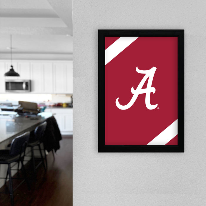 Limited Edition Alabama Crimson Tide Logo with Football Stripes Poster Art - 13x19"