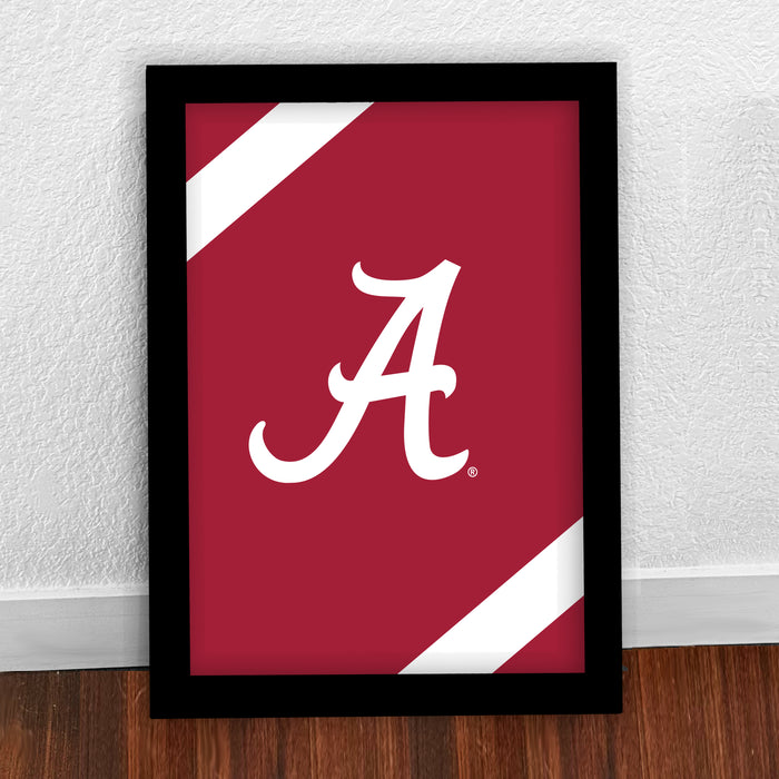 Limited Edition Alabama Crimson Tide Logo with Football Stripes Poster Art - 13x19"