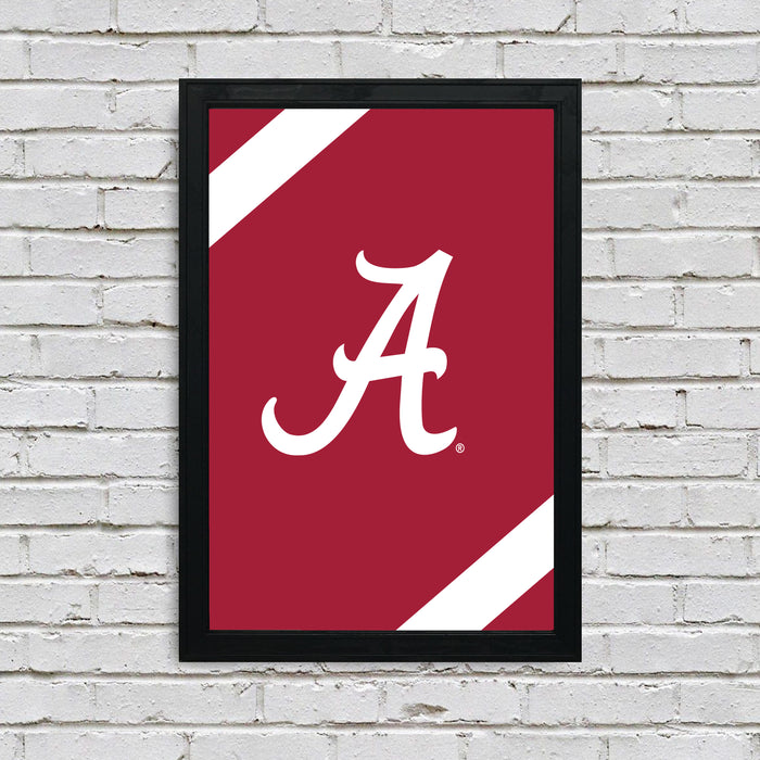 Limited Edition Alabama Crimson Tide Logo with Football Stripes Poster Art - 13x19"