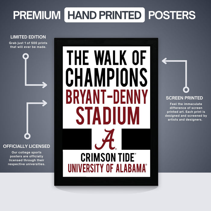 Limited Edition The Walk of Champions Alabama Crimson Tide Poster Art - 13x19"