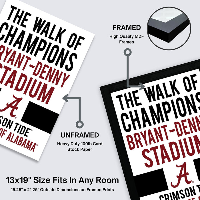 Limited Edition The Walk of Champions Alabama Crimson Tide Poster Art - 13x19"