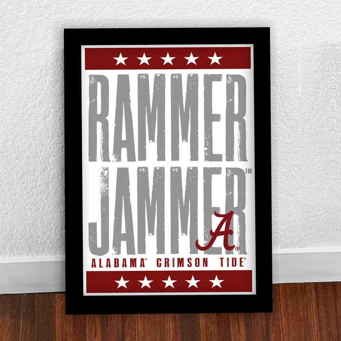 Limited Edition Rammer Jammer Alabama Crimson Tide Letterpress Poster Art - 13x19"