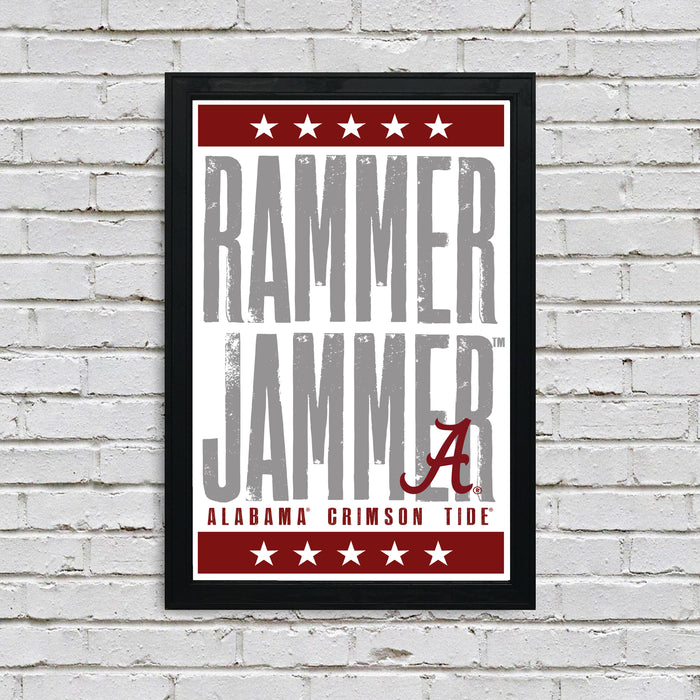Limited Edition Rammer Jammer Alabama Crimson Tide Letterpress Poster Art - 13x19"