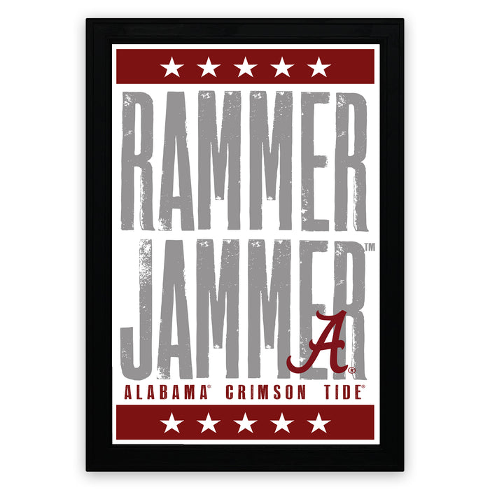 Limited Edition Rammer Jammer Alabama Crimson Tide Letterpress Poster Art - 13x19"