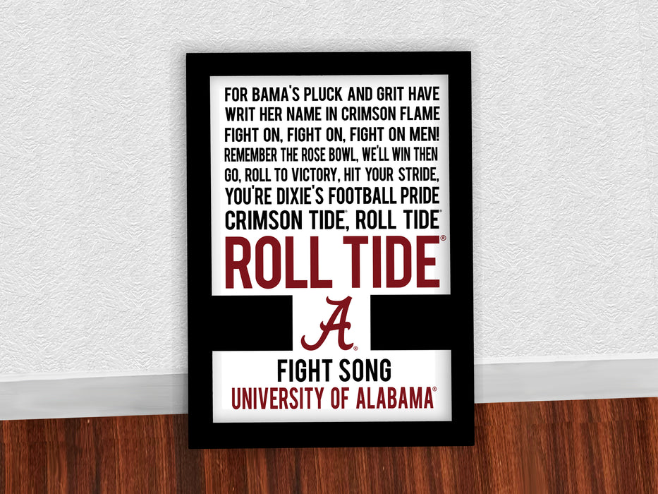 Limited Edition Roll Tide Yea Alabama Fight Song Crimson Tide Poster Art - 13x19"