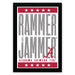 The image is a framed poster featuring the text "RAMMER JAMMER" in a bold, distressed font, with a red and white border. Below the text, it says "ALABAMA'S CRIMSON TIDE".