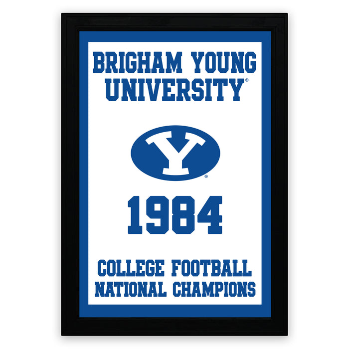 The image is a framed poster celebrating the College Football National Champions of 1984 at Brigham Young University.