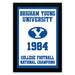 The image is a framed poster celebrating the College Football National Champions of 1984 at Brigham Young University.