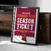 A framed poster advertising Virginia Tech's season ticket holder, featuring the university's logo and text.