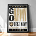 The image is a framed poster with the text "GARMY" and "BEAT NAVY" prominently displayed.