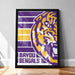 The image is a framed poster featuring the logo of the Louisiana State University Football team, specifically the Bayou BENGALS.