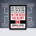 The image is a poster for the Memorial Stadium at the University of Nebraska Lincoln, featuring a message about the importance of the game over the victory itself.