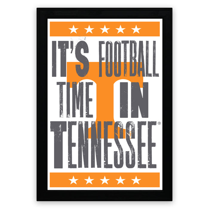 The image is a framed poster with the text "IT'S FOOTBALL TIME IN TENNESSEE" prominently displayed.