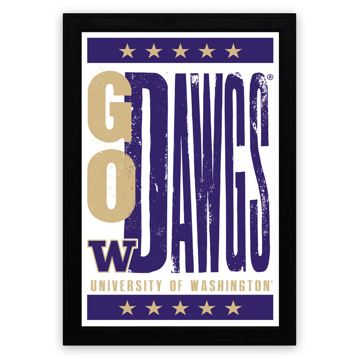 The image is a framed poster featuring the text "GO DAWG'S" in a bold, stylized font.