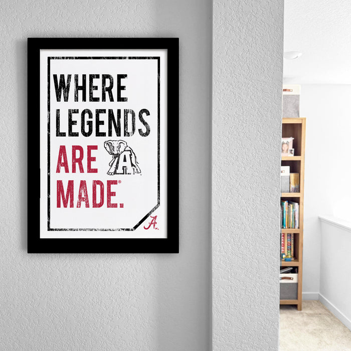 a framed poster with the text "WHERE LEGENDS ARE MADE."