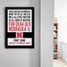 The image is a framed poster with a quote from Nebraska, "There is no place like Nebraska where they're all true blue we'll all stick together in all kinds of weather for dear old Nebraska U."